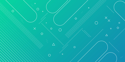 Sticker - Modern abstract background with memphis elements in green and blue gradients and retro themed for posters, banners and website landing pages.