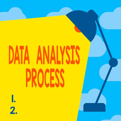 Fototapete - Text sign showing Data Analysis Process. Business photo text build a dashboard and analyze with graphs and visualization Table Pendant Lampshade Adjustable with Light Beam Ray space for Text