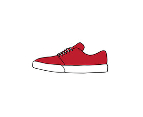 Wall Mural - Vector hand drawn doodle sketch red colored skate sneaker shoe isolated on white background