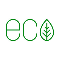 Poster - Logotipo palabra eco con hoja en color verde