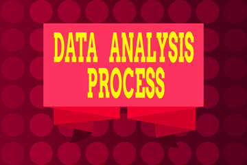 Fototapete - Word writing text Data Analysis Process. Business photo showcasing build a dashboard and analyze with graphs and visualization Ribbon Sash Folded and Pleated Decorative Banner Strip corrugated Riband