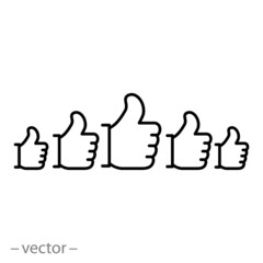 Wall Mural - like rating icon, feedback customer, client satisfaction, thin line web symbol on a white background