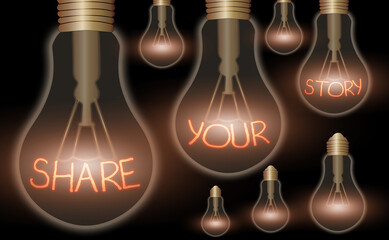 Poster - Word writing text Share Your Story. Business photo showcasing Show your significant life experience and achievement in life