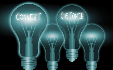 Poster - Writing note showing Convert Customer. Business concept for marketing tactics and strategy turning leads into buyer