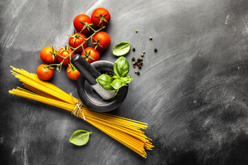 Canvas Print - Italian food background with ingredients