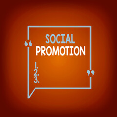 Poster - Conceptual hand writing showing Social Promotion. Concept meaning promoting a child to the next level regardless of skill Square Border Outline with Bubble Quotation Mark Punctuation