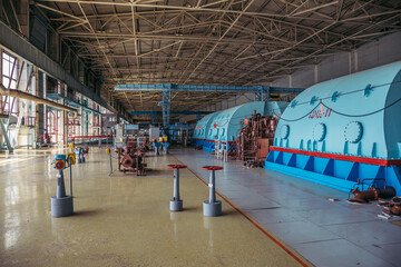 Wall Mural - Turbine generator at the machinery room of Nuclear Power Plant