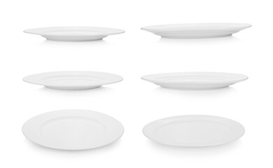 collection of white plate on white background