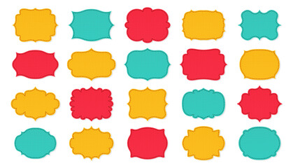 Wall Mural - label frames patch cartoon set. scrapbook design sticker tag. decorative empty frame collection with