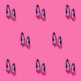 Fototapeta Motyle - trend pattern pink shoes on a pink background, photo