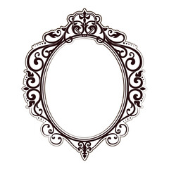 Aufkleber - frame with corner line floral for picture, Vector border design decoration pattern style. Thai art golden metal beautiful.
