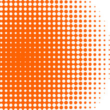 Polka Dot Pop Art Halftone Pattern. Orange Dots On White Background