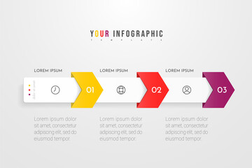 Canvas Print - Infographic concept design with 3 options, steps or processes. Can be used for workflow layout, annual report, flow charts, diagram, presentations, web sites, banners, printed materials.