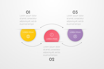 Wall Mural - Infographic design elements for your business data with 3 circle options, parts, steps, timelines or processes. Vector illustration.