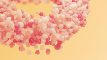 Wall Mural - Sweet candy-like abstract pices swirle. Loop rotating sugar chips b-roll.