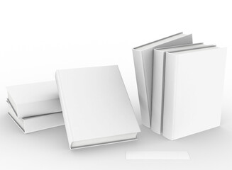 Poster - template empty book mockup set white background , 3d rendering