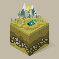 Canvas Print - Isometric camp