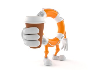 Poster - Life buoy character holding coffee cup