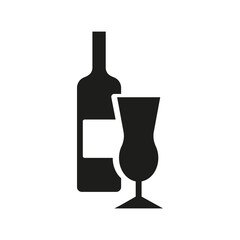 Poster - Simple icon of wine bottle with glass. Alcohol drinks, alcoholic beverage store, wine menu. Party concept. Can be used for topics like drinks, celebration, restaurant