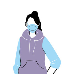 Sticker - woman in protective medical face mask, woman wearing protection from coronavirus