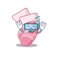 Sticker - baby socks mascot design swims with diving glasses