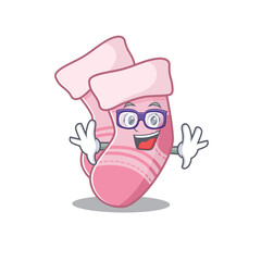 Sticker - A cartoon drawing of geek baby socks wearing weird glasses