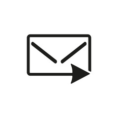 Poster - Simple icon of letter with arrow. Sending email, outgoing, message. Fax concept. Can be used for application icons, buttons and web pictograms