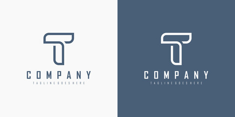 Poster - initial letter t logo. monogram linear style isolated on white and blue background. usable for busin