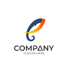 Elephant Letter E Logo Design Concept, Simple Elephant Vector Icon