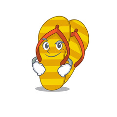 Sticker - A cute arrogant caricature design of flip flops having confident gesture