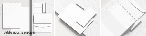 Fotografía Corporate identity stationery mock up isolated on white marbel background