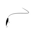 Fishing Lure, Hook Bait. Flat Icon illustration. Simple black symbol on white background