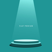 Flat Round Podium Illuminated By Spotlights. Stock Vector Illustration Image.