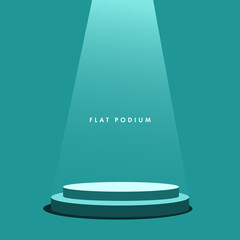 Wall Mural - flat round podium illuminated by spotlights. stock vector illustration image.