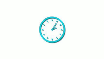 Amazing cyan 3d clock isolated on white background,clock icon