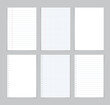 © Wise ant - Paper sheet from notebook. White page from notepad with blue and red lines. Notepaper for note in school with grid. Blank letters isolated on gray background. Template for memos, list, diary. Vector