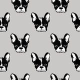 French buldog pattern on gray background. Perfect for textile,