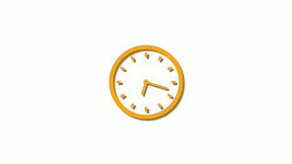 Orange color 3d clock icon,orange counting down 3d clock icon on white background