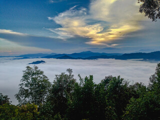 Wall Mural - fantastic landscape scenic sunrise on cloudy sky in the morning so impressive image fornature style 