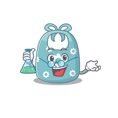 Sticker - caricature character of baby apron smart Professor working on a lab