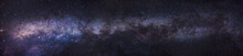 Panoramic Milkway. Night Sky With Stars And Milky Way