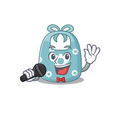 Poster - cartoon character of baby apron sing a song with a microphone