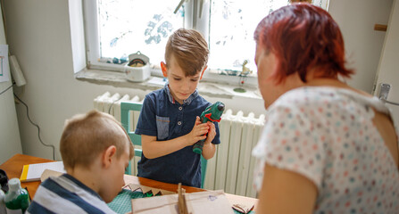 Sticker - Family playing together at home