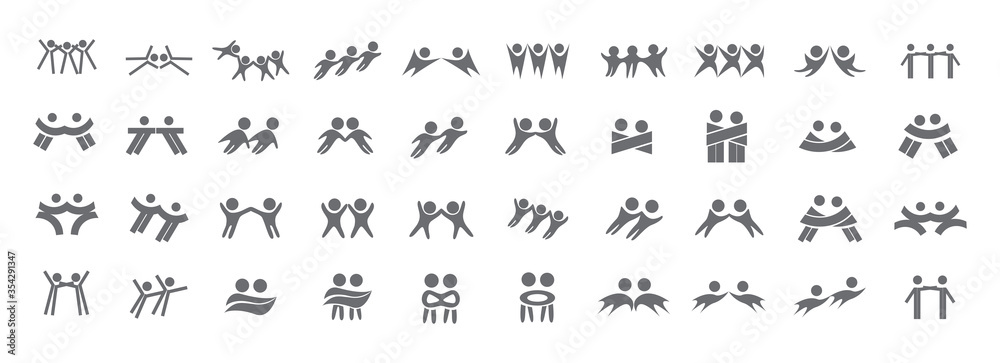 Abstract People Logo Set. Human Figure Isolated On White Background ...