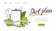 Healthy food and Diet planning. Weight loss concept. Web banner template
