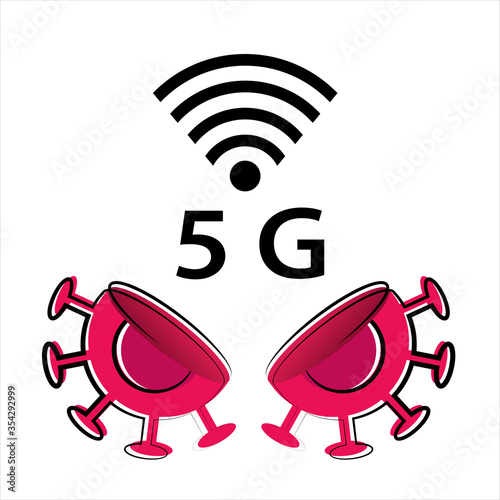 Fotomural Vector Icon design of coronavirus 5g zone concept on white background