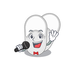 Poster - cartoon character of hotel slippers sing a song with a microphone