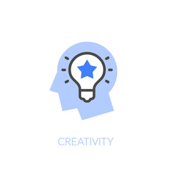 Poster - Creativity symbol with a human head, a light bulb and a star. Easy to use for your website or presentation.