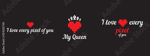 Fotomural Simple pixelated heart shape with the classic pen tool icon