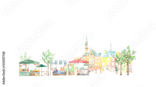 市場と西洋の街並み フード系 Stock Illustration Adobe Stock